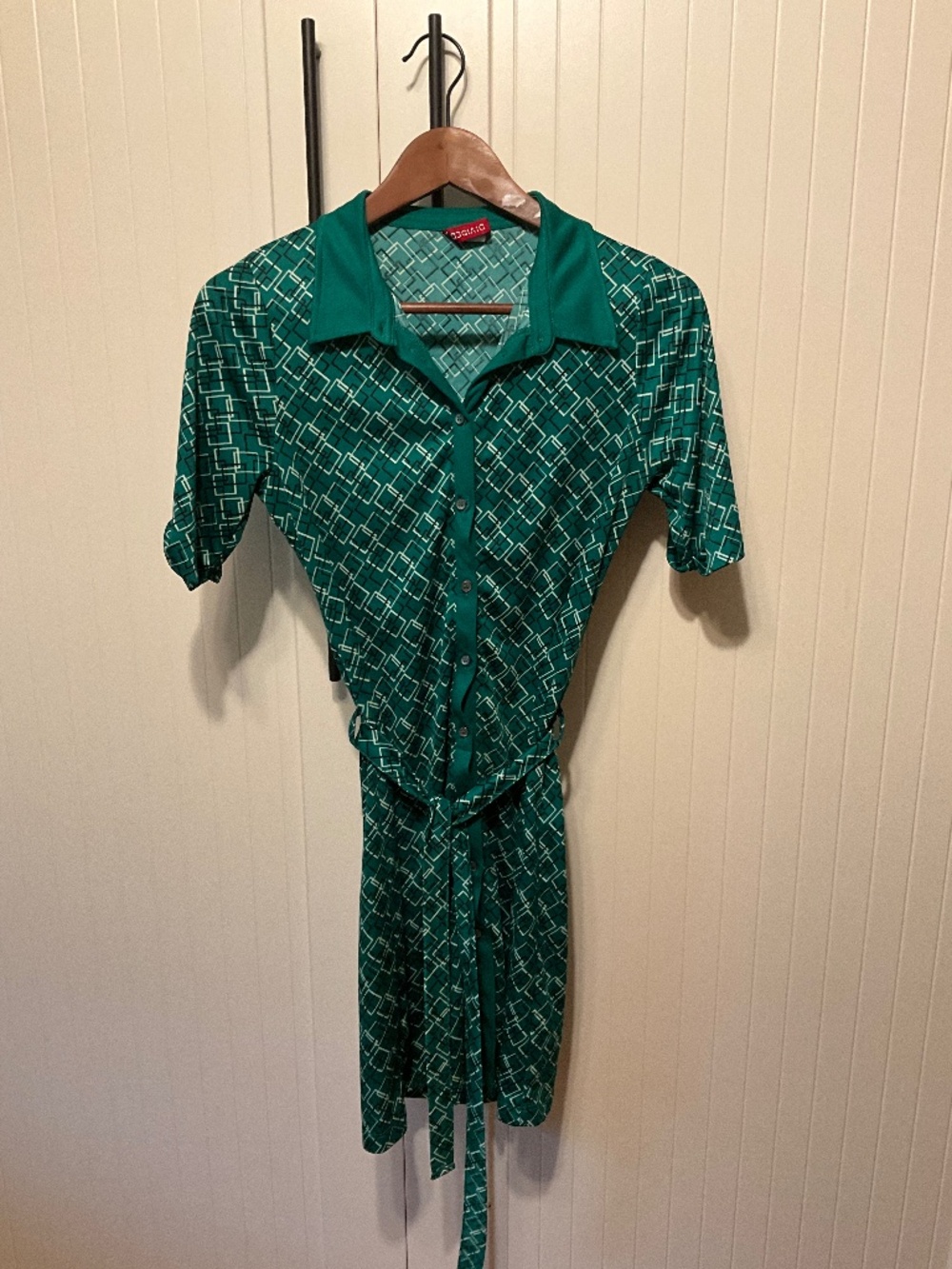 Mod Green Print Belted Shirt